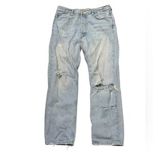 Zara Woman Premium Distressed Denim in Light Blue Size 4